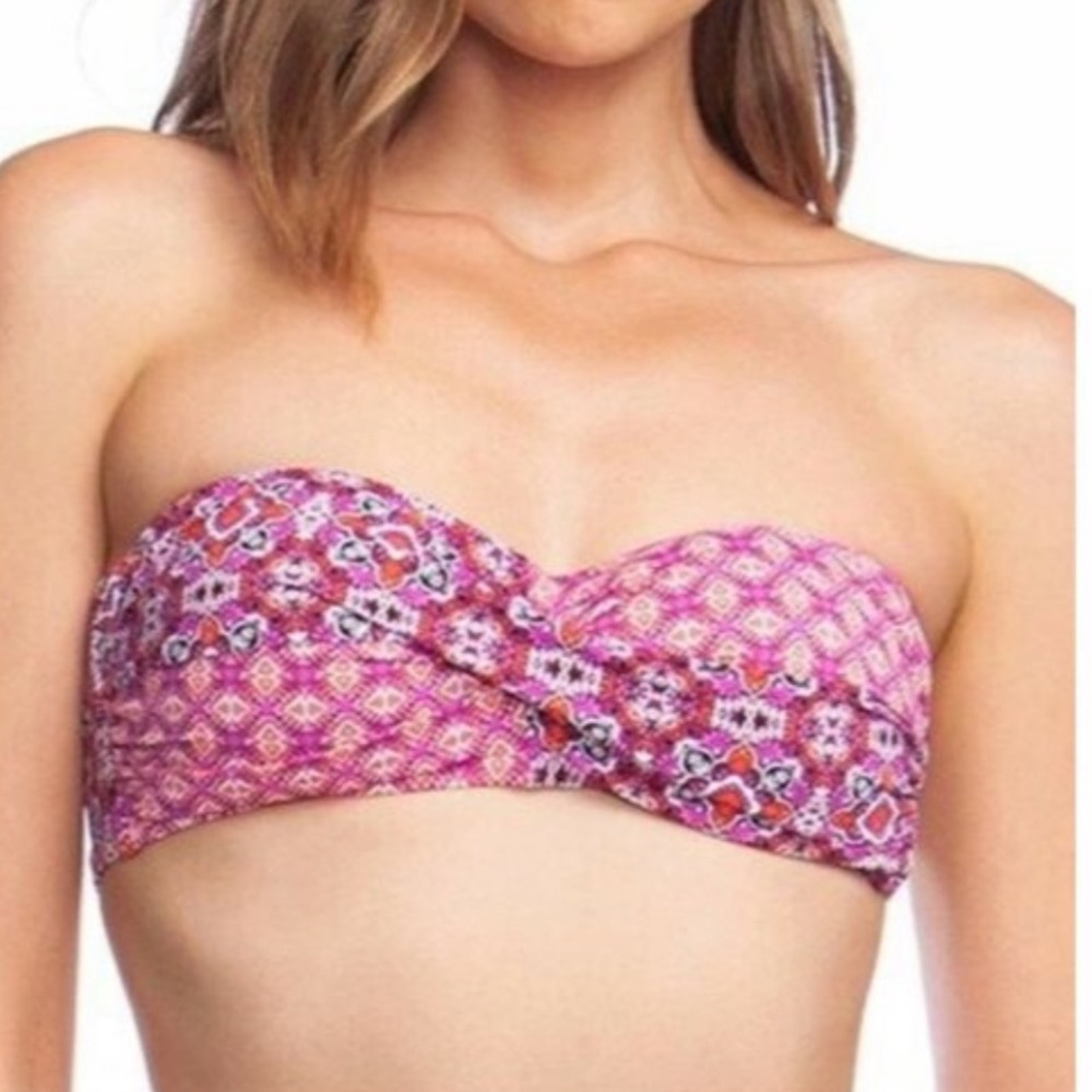 0249 Nwt Lauren Ralph Lauren Pink Bandeau Bikini Top